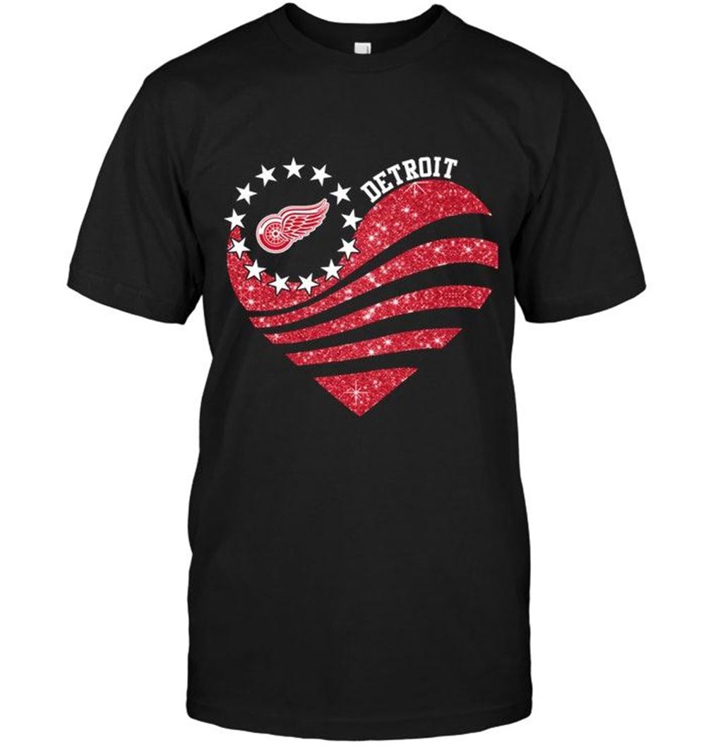 Awesome Nhl Detroit Red Wings Glitter Heart Shirt 