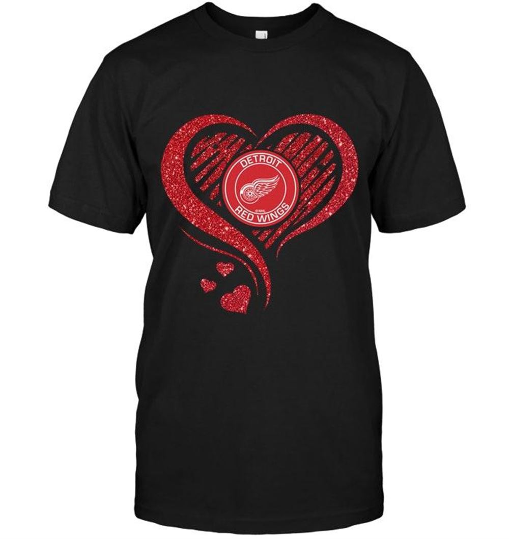 Awesome Nhl Detroit Red Wings Heart Glittering Shirt 