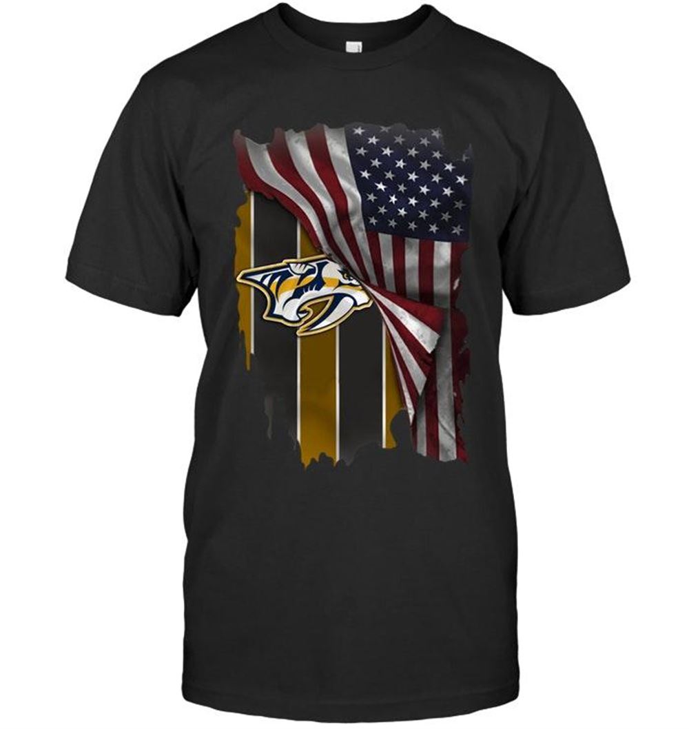 Interesting Nhl Nashville Predators American Flag Fan Shirt Black 