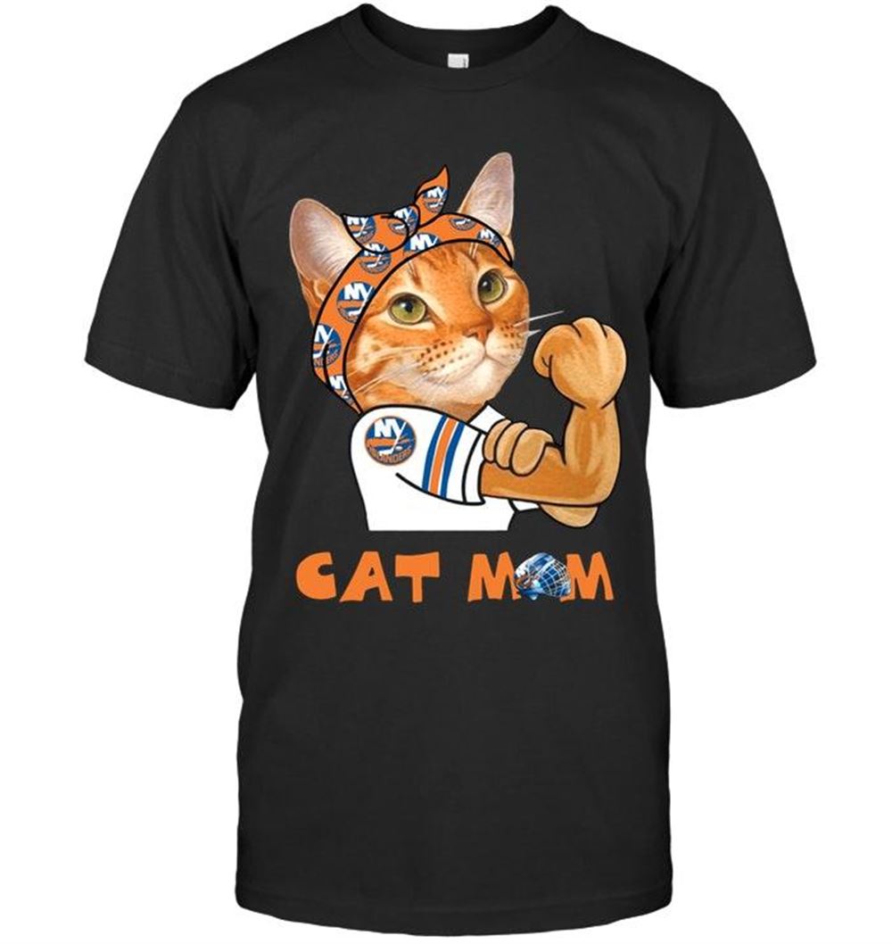 Awesome Nhl New York Islanders Cat Mom Strong Mom For Fan T Shirt 