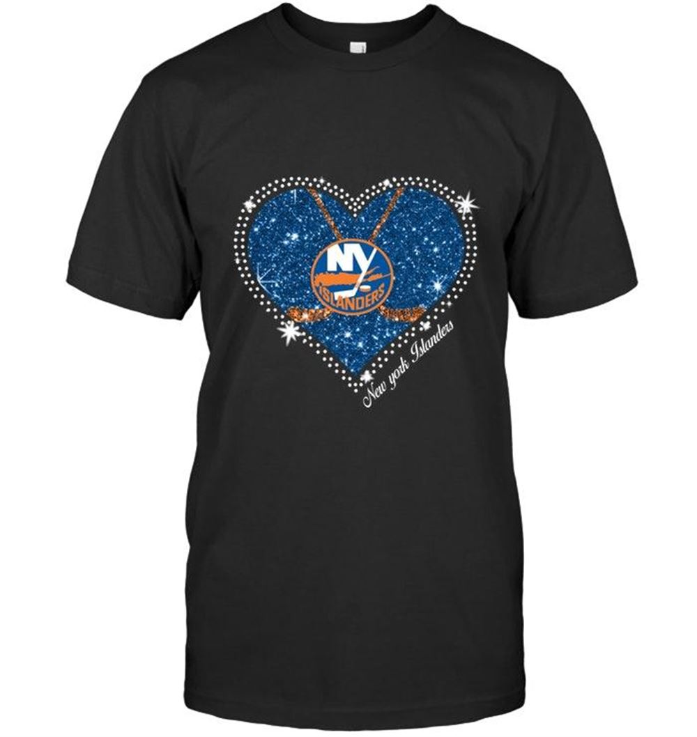Awesome Nhl New York Islanders Heart Glitter Pattern Fan Shirt 