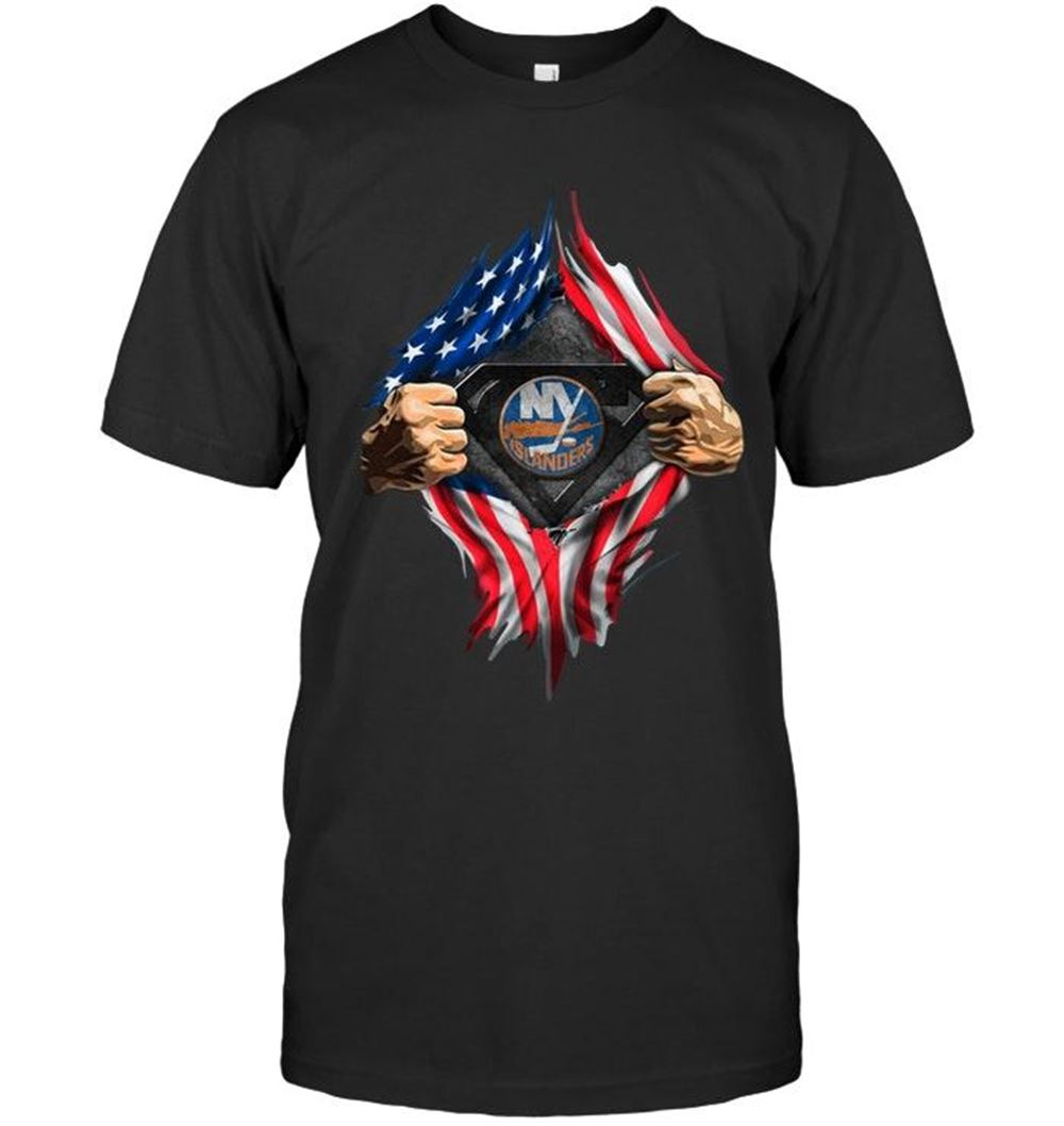 Interesting Nhl New York Islanders Superman Ripped American Flag Shirt 
