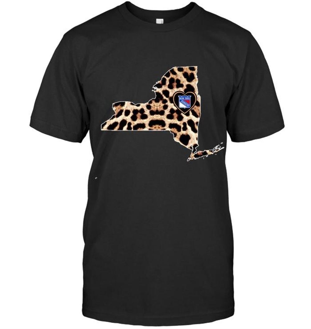 Awesome Nhl New York Rangers Leopard State Map Love Shirt 