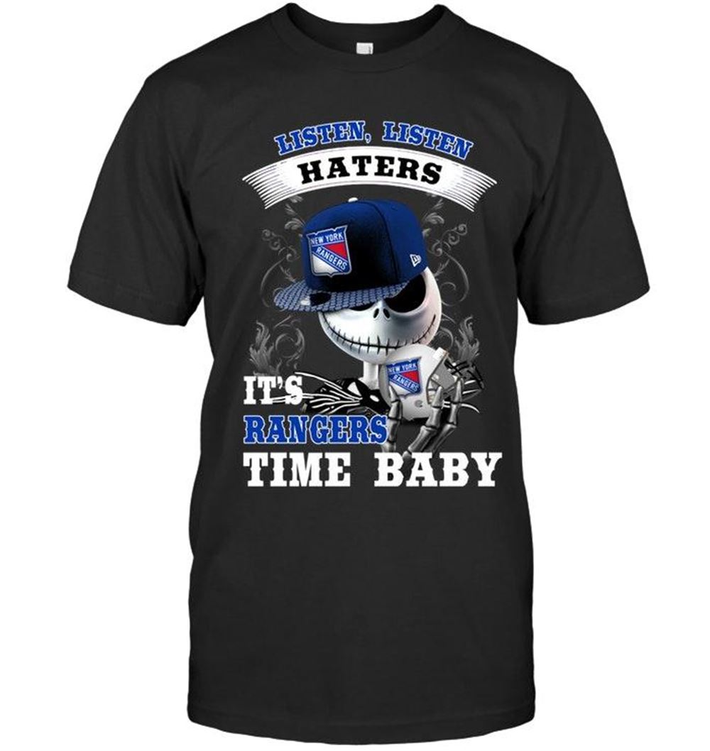 Awesome Nhl New York Rangers Listen Haters Its New York Rangers Time Baby Jack Skellington Halloween Shirt 