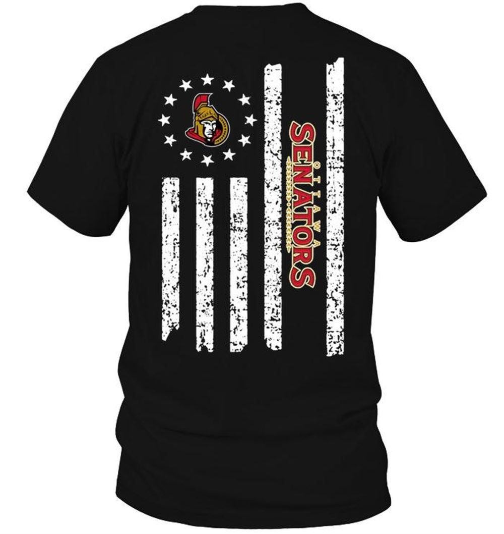 Interesting Nhl Ottawa Senators Star American Flag On Back Shirt 