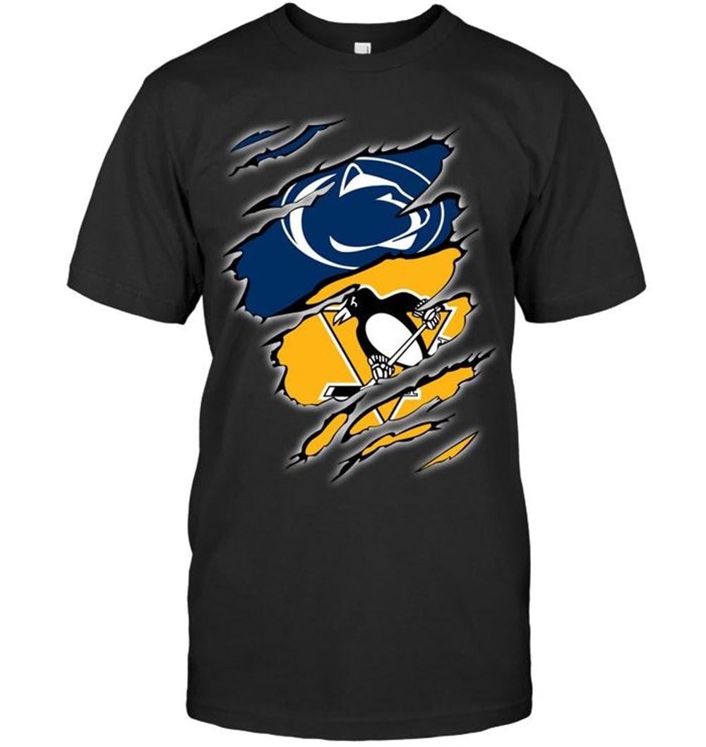 Promotions Nhl Pittsburgh Penguins Penn State Nittany Lions And Pittsburgh Penguins Layer Under Ripped Shirt 