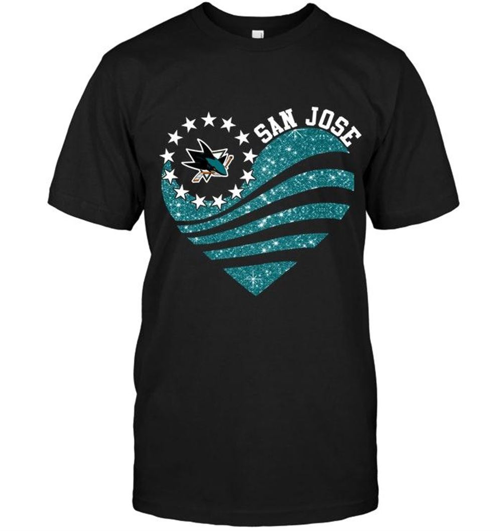 Amazing Nhl San Jose Sharks Glitter Heart Shirt 