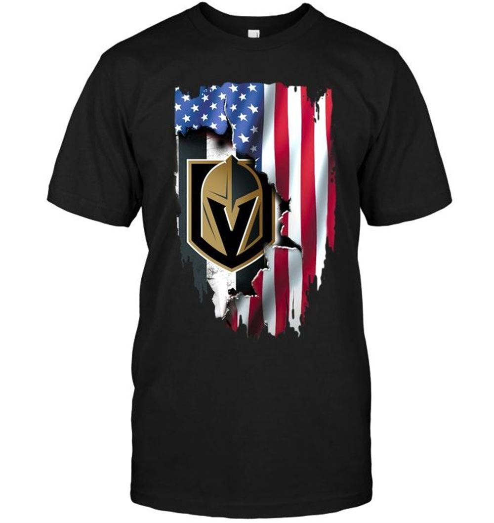 Awesome Nhl Vegas Golden Knights Flag Ripped American Flag Shirt 