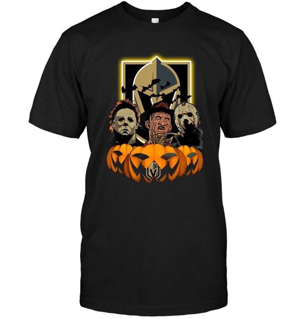 High Quality Nhl Vegas Golden Knights Halloween Michael Myers Freddy Krueger Jason Pumpkin Shirt 