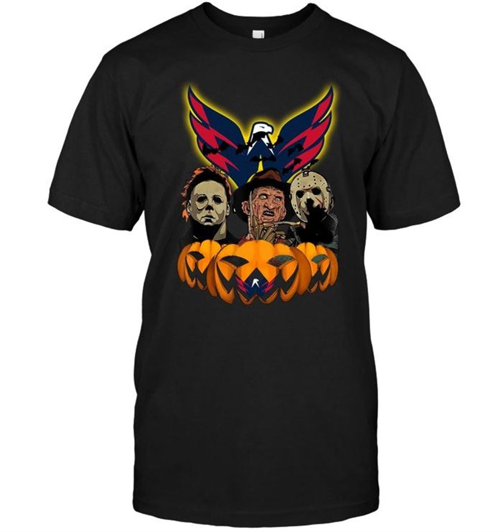 Awesome Nhl Washington Capitals Halloween Michael Myers Freddy Krueger Jason Pumpkin Shirt 